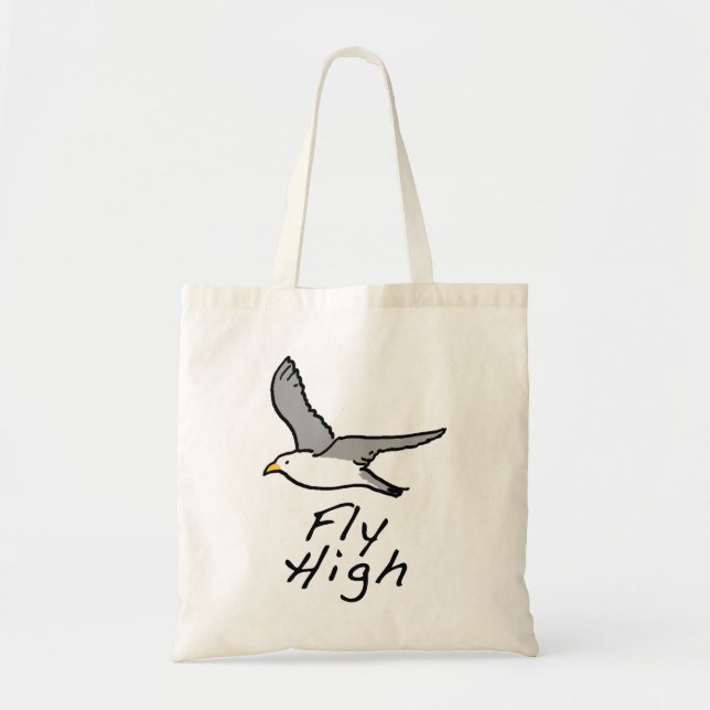 Tote Bag Flying Bird. Mouette mouillée en vol. (Devant)