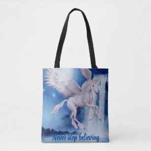 Tote Bag Flying Unicorn Believe Inspirational
