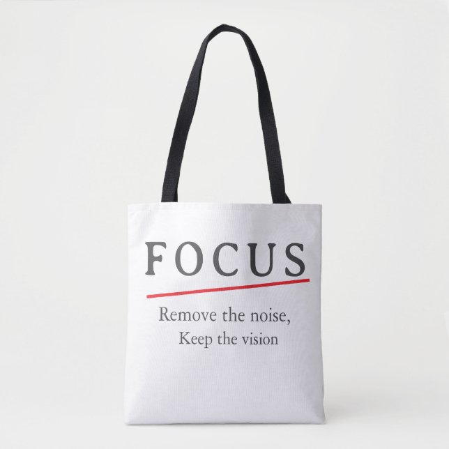 Tote Bag FOCUS Minimalist Motivational T-Shirt — Clean Mode (Devant)