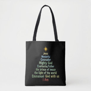 Tote Bag Foi cadeau d'arbre de Noël Christian Holiday Joyeu