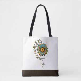 Tote Bag Foi Fleurs de soleil papillons chrétien Religieux