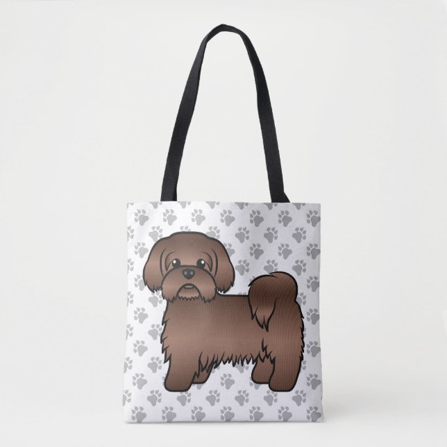 Tote Bag Foie Brown Chih Tzu Cute Cartoon Chien & Patrouill (Devant)