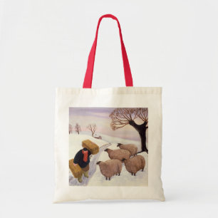 Tote Bag Foin de transport aux moutons en hiver