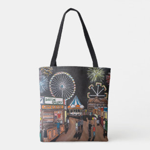 Tote Bag Foire aux plaisirs la nuit Peinture d'Alfred Fox
