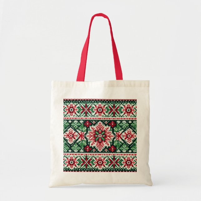 Tote Bag Foire de Noël/hiver île rouge et verte (Devant)