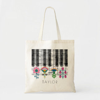 Tote Bag folk art fleurs scandinaves nom de musique