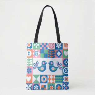 Tote Bag Folklore Floral Card : Design scandinave.