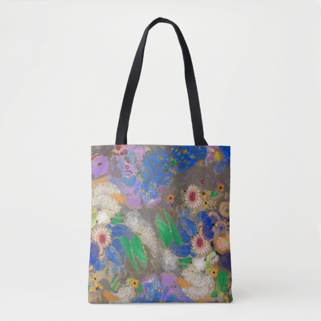 Tote Bag Fond de fleurs abstraites d'Odilon Redon. (Devant)