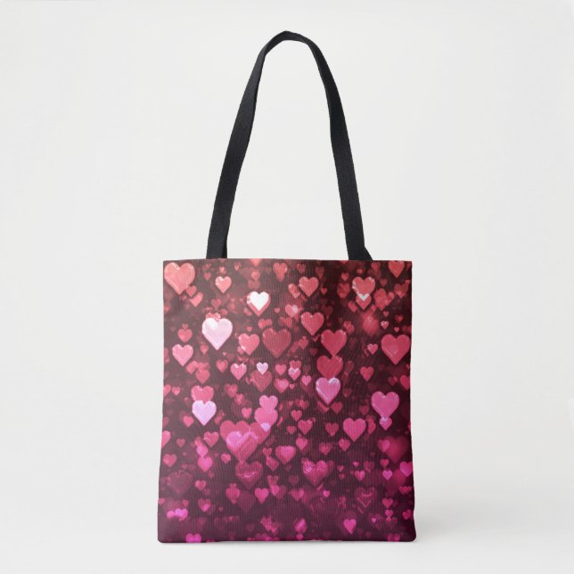 Tote Bag Fond numérique de coeurs Bokeh roses Papier peint (Devant)