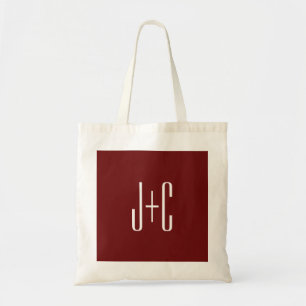Tote Bag Fond rouge Bourgogne modifiable et texte blanc