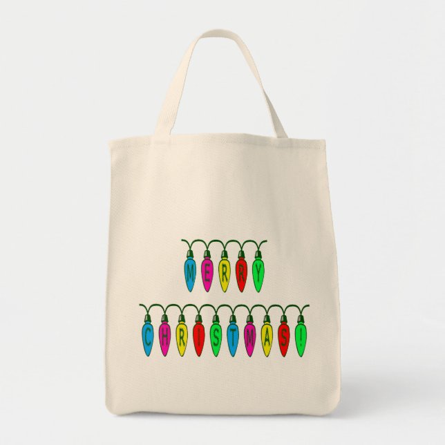 Tote Bag Font coloré Joyeux Feux Noël (Devant)