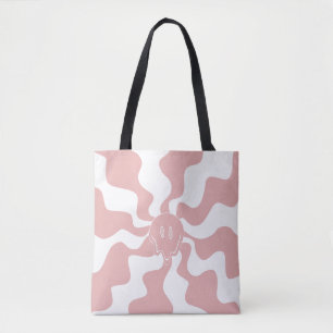 Tote Bag Fonte de sourire en rose et blanc