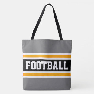 Tote Bag FOOTBALL Amusant Athlétique Gris Noir Orange Rayur