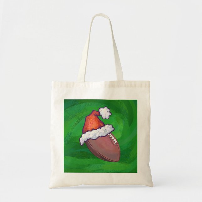 Tote Bag Football de Santa Hat sur Vert (Devant)