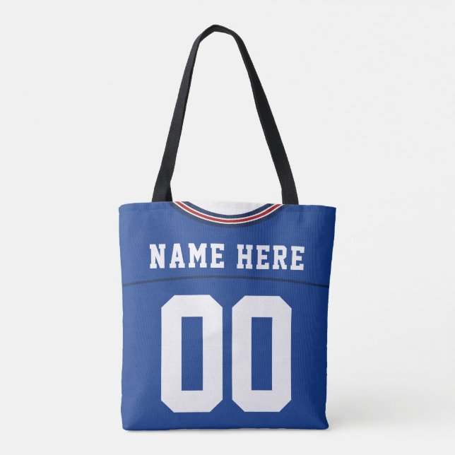 Tote Bag Football Jersey, Bleu, Nom & Numéro Modèle (Dos)