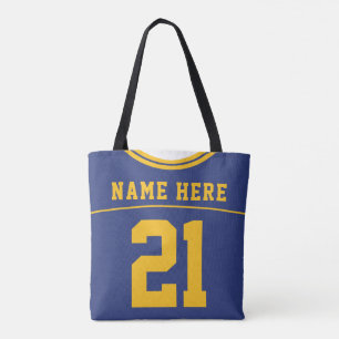 Tote Bag Football Jersey, Bleu, Nom & Numéro Modèle