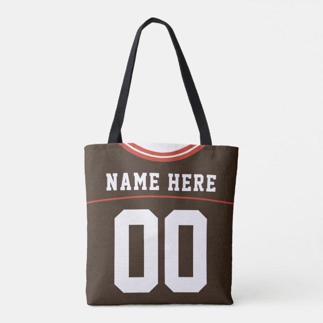 Tote Bag Football Jersey, Brown, nom et numéro Modèle (Dos)