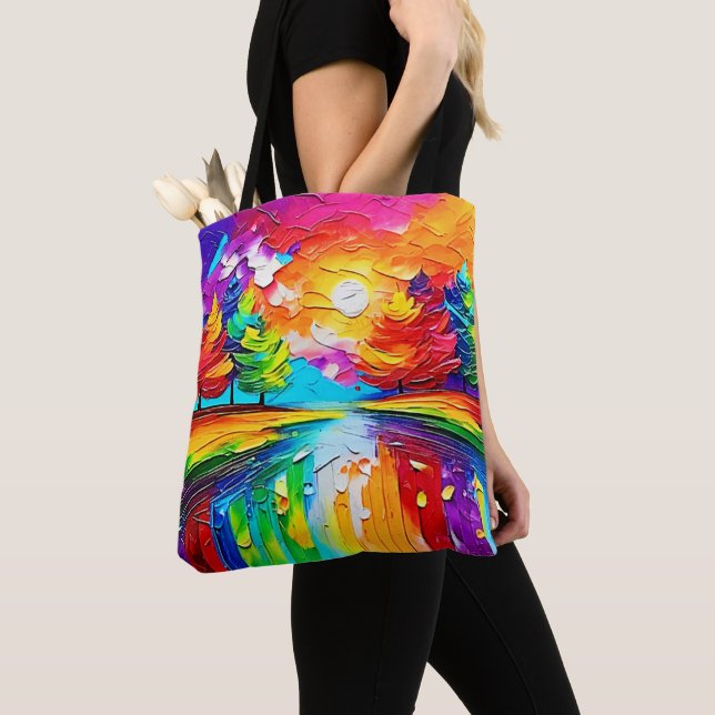 Tote Bag Forêt arc-en-ciel Coucher de soleil Rêves (De près)