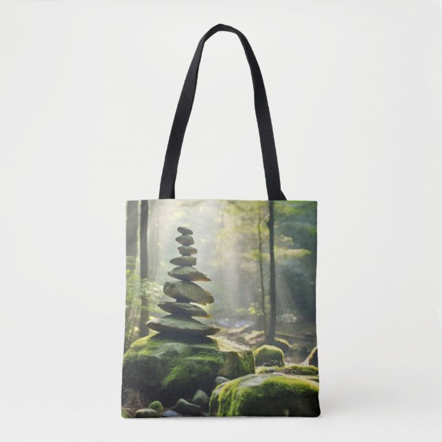 Tote Bag Forêt de galets de roches Tranquille (Devant)