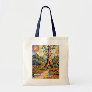 Tote Bag Forêt de séquoias rétro couleur sauvage Van Gogh