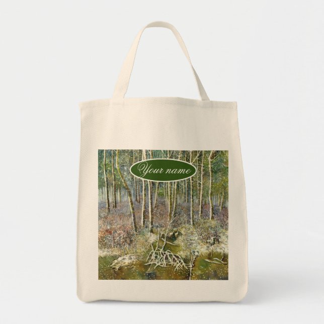 Tote Bag forêt d'hiver peinture aquarelle (Devant)