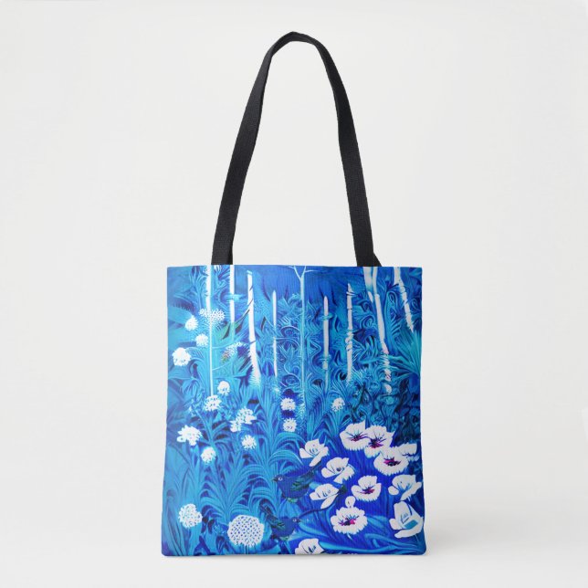 Tote Bag Forêt d'Imaginaires avec fleurs et oiseaux (Devant)