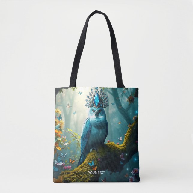 Tote Bag Forêt d'oiseaux bleu mignon Imaginaire (Devant)
