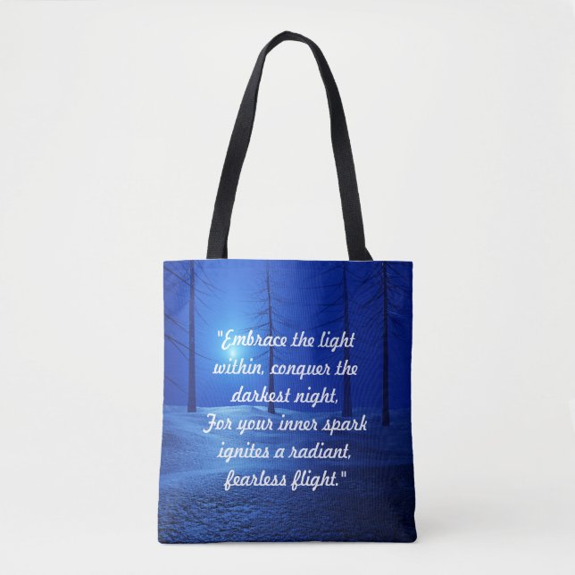 Tote Bag Forêt esthétique paysage bleu foncé motivation (Devant)