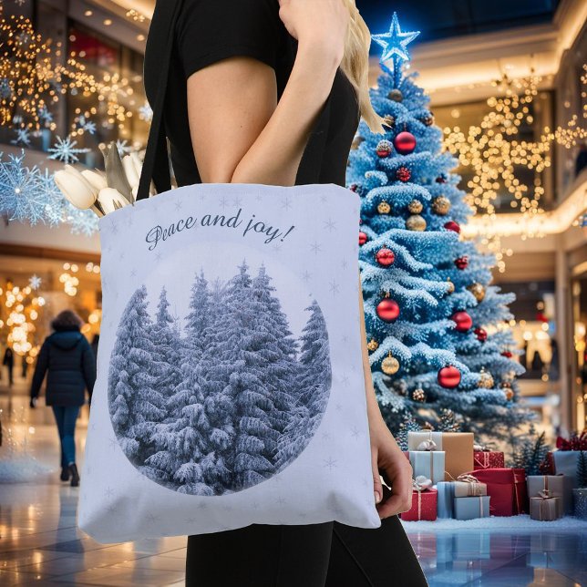 Tote Bag Forêt hivernale magique - bleu, coutume (Créateur téléchargé)