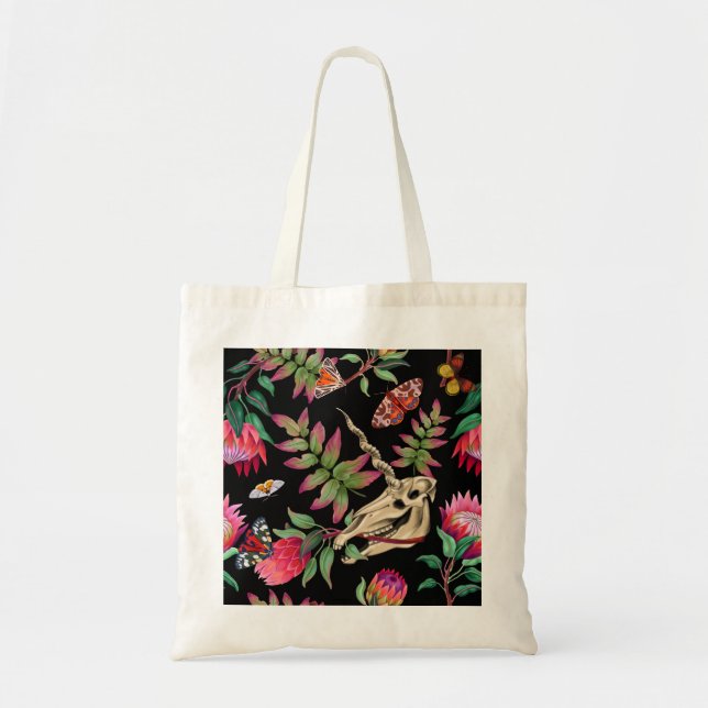 Tote Bag Forêt magique Unicorn Motif foncé. (Devant)