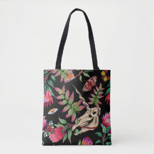 Tote Bag Forêt magique Unicorn Motif foncé.