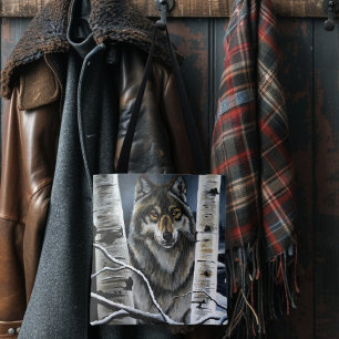 Tote Bag Forêt mystique de bouleaux aux loups alpha en hive