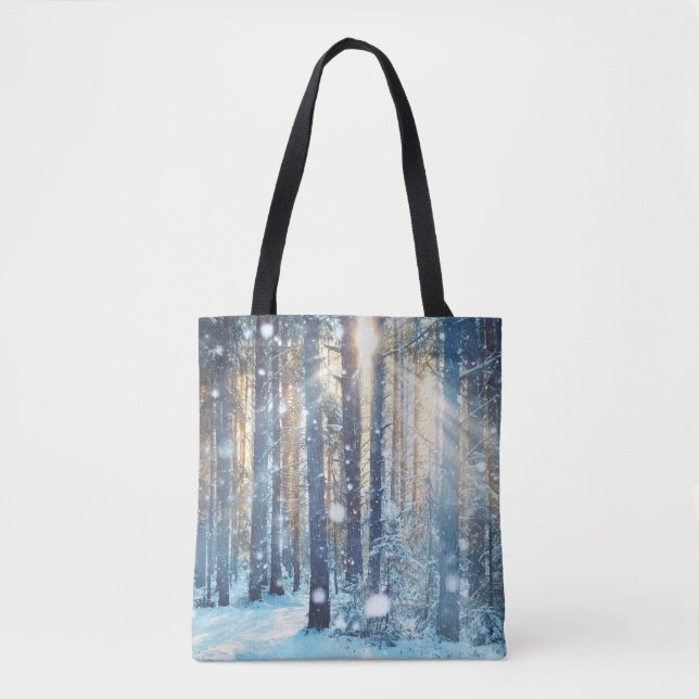 Tote Bag Forêt neigeuse Scène hivernale gelée (Devant)