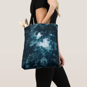 Tote Bag Forêt nocturne enchanteresse avec Pleine lune