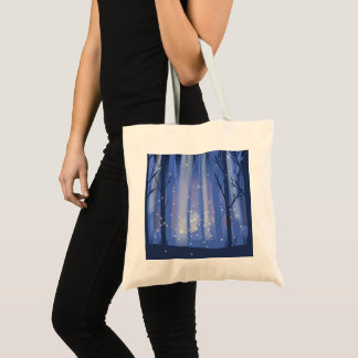 Tote Bag forêt nocturne et lucioles