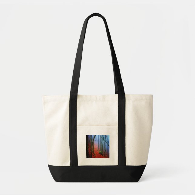 Tote Bag Forêt peinte Automne Brouillard bleu (Devant)