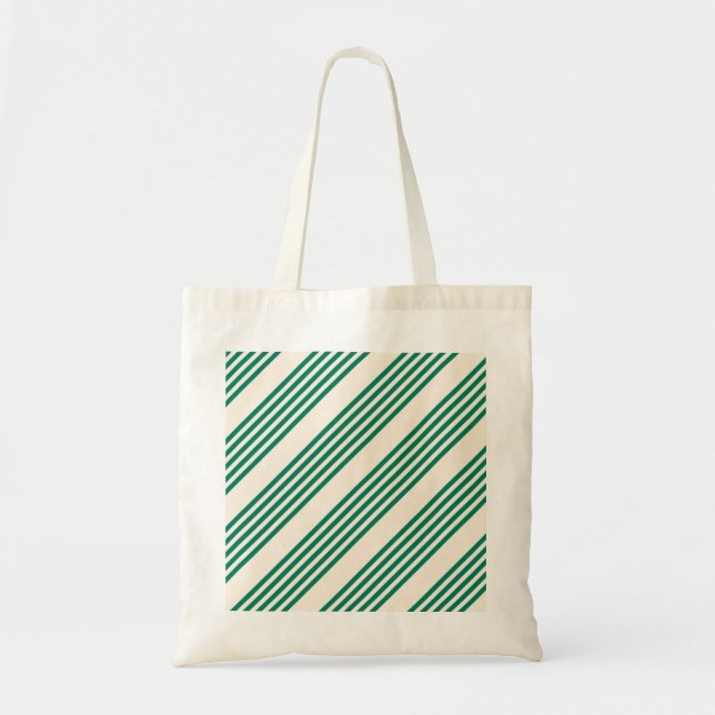 Tote Bag Forêt vert et beige cinq bandes motif (Devant)