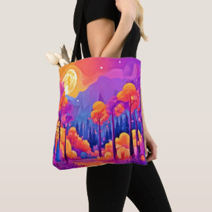 Tote Bag Forêt Vibrante au Clair de Lune