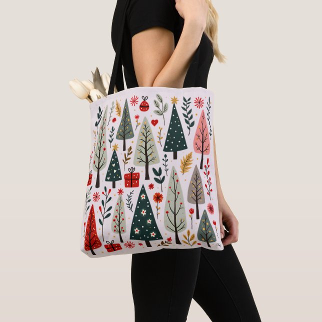 Tote Bag Forêt Whimsical d'arbres de Noël (De près)