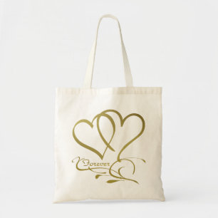 Tote Bag Forever Hearts Gold sur blanc
