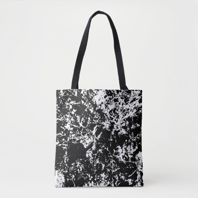 Tote Bag Formation de glace Abstraite noire et blanche (Devant)