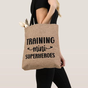 Tote Bag Formation Faux Linen Mini Superheros