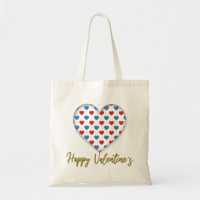 Tote Bag Forme de coeur élégant rouge et bleu (Devant)