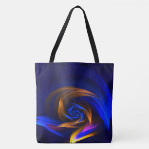 Tote Bag Forme de tourbillon Abstrait Bleu orange