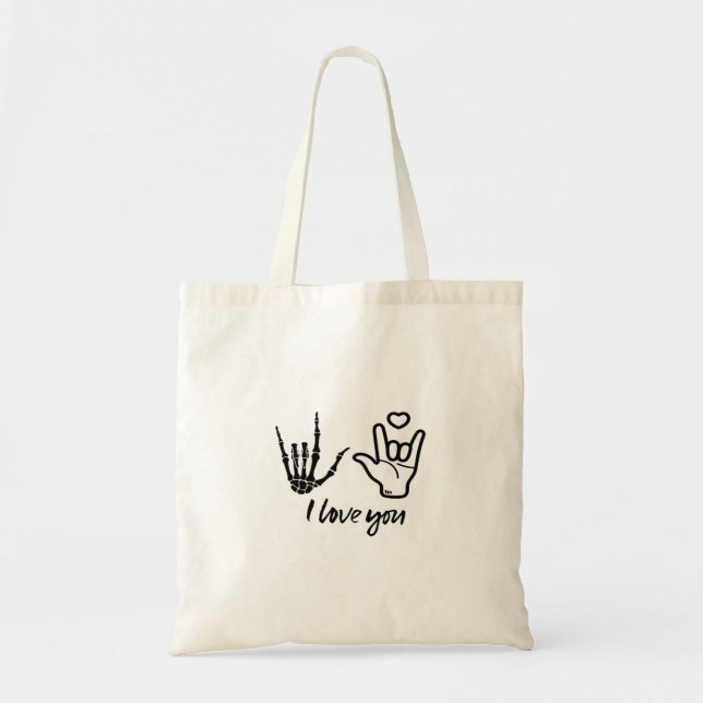 Tote Bag Forme des mains - Squelette Mains du coeur (Devant)