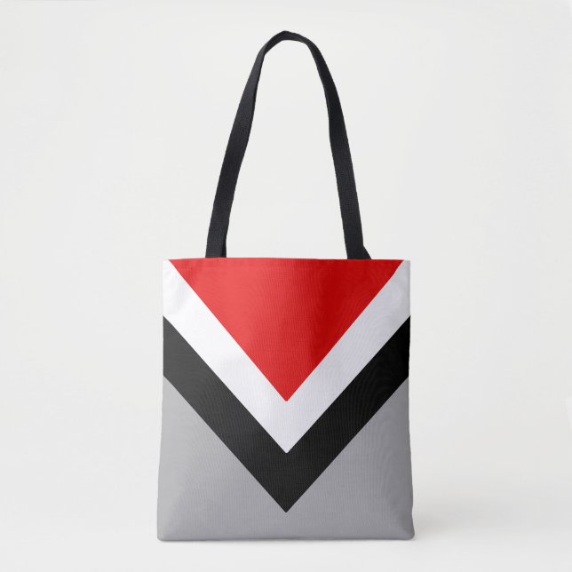 Tote Bag Forme géométrique moderne en gris noir rouge et bl (Devant)