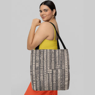 Tote Bag Forme géométrique motif abstrait en noir et blanc