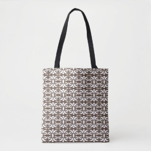 Tote Bag Forme géométrique ovale marron et blanc moderne