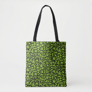 Tote Bag Formes Abstrait 140821 - Martian Green sur noir