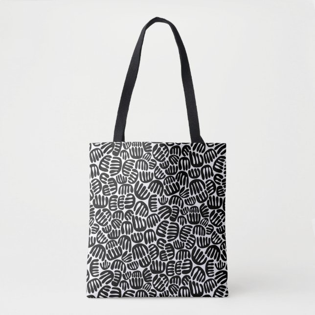 Tote Bag Formes Abstraites 301122 - Noir sur blanc (Devant)